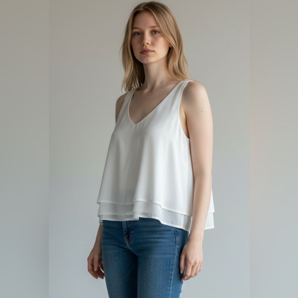 Hollister - White V-Neck Sleeveless Tank Top sz M